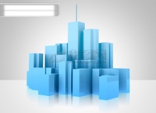 蓝色3D建筑模型城市高清桌面壁纸概念背景