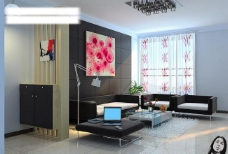 背景现代家装客厅3dmax模型图片