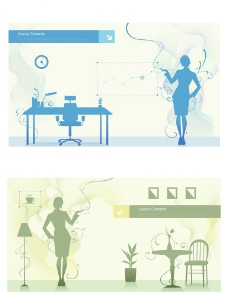 办公女性商务女性与办公室矢量图图片