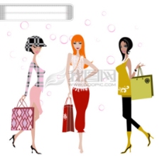 女性购物时尚购物女性矢量图