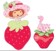 爱上草莓上的女孩与猫