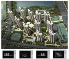 喷泉设计高层住宅小区3Dmax模型及效果图图片