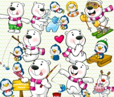 卡通 可爱 北极熊 企鹅图片