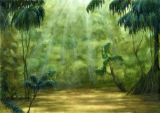 图片素材手绘森林场景