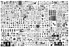 国足1000多个黑白灰图形图案矢量素材